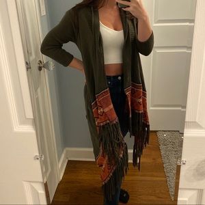 Cotton By Autumn Cashmere Olive Aztec Cardigan